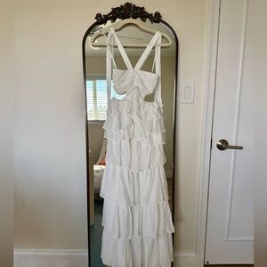 12th Tribe White Tiered Maxi Dress